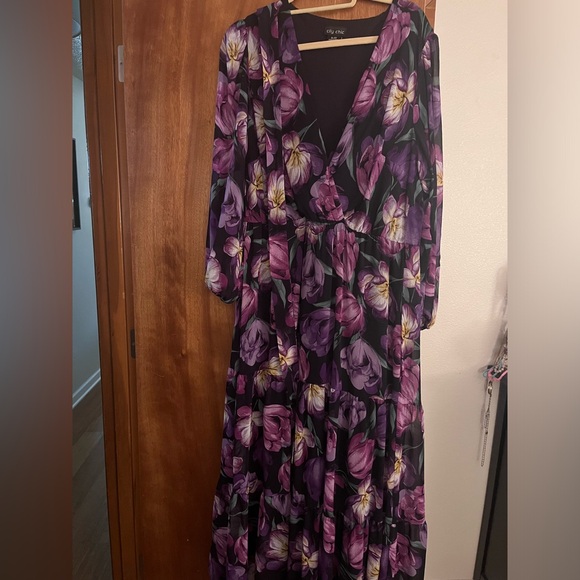 City Chic Isabel Floral Long Sleeve Maxi Dress Plus Size 22W - Picture 3 of 4